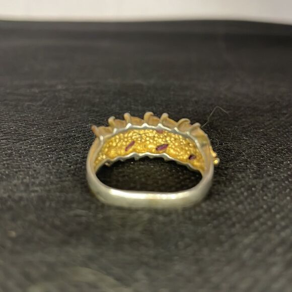 Large ring with two row of red and white gems - Picture 5 of 7